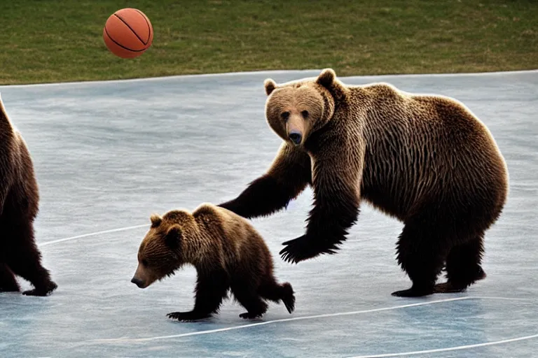 Image similar to grizzly bears playing basketball