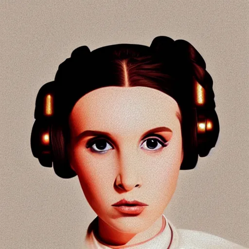 Image similar to portrait of a young and beautiful princess leia doing a duckface!!!!, in a light white dress, digital art, golden hour, smooth, extremely detailed