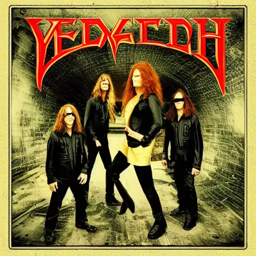 Image similar to megadeth album cover, band name,