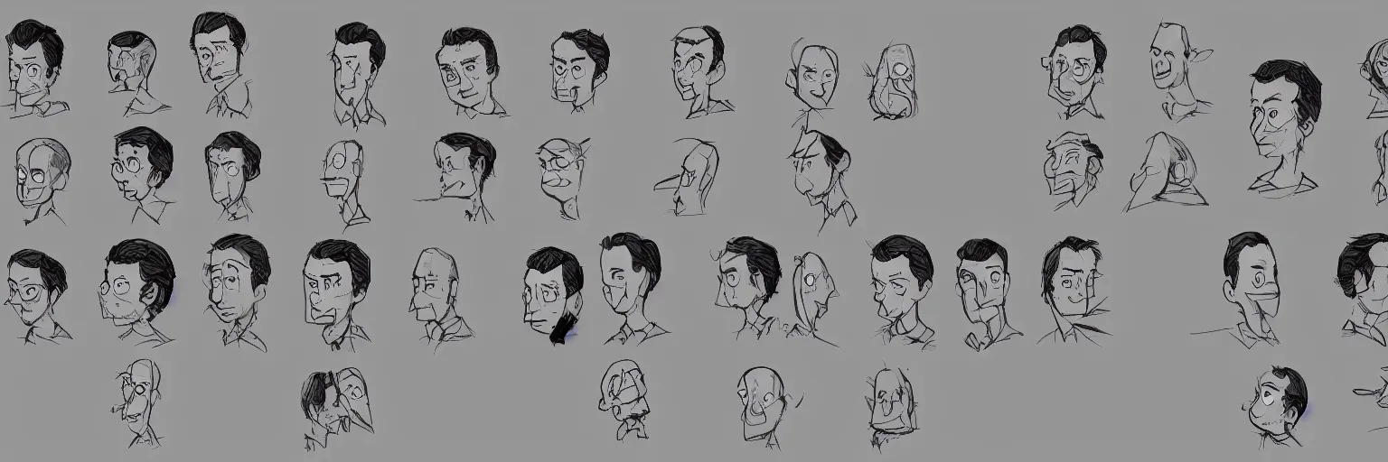 Prompt: character study of julian lage and jim parsons, clear faces, innocent, naive, character sheet, fine details, concept design, contrast, kim jung gi, pixar and da vinci, trending on artstation, 8 k, full body and head, turnaround, front view, back view, ultra wide angle