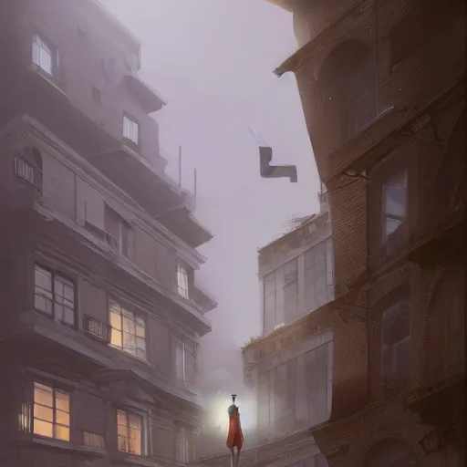 Image similar to window, eye, women, buildings, surprise, scared by wlop, artgerm, greg rutkowski, milo manara, octane render