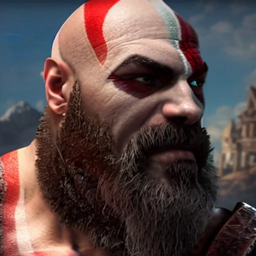 Prompt: Kratos from God of War 4 , 8k hyper-realistic