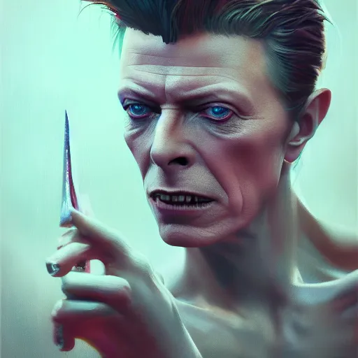 Image similar to david bowie, ultra high detailed, oil painting, greg rutkowski, charlie bowater, yuumei, yanjun cheng, unreal 5, daz, hyperrealistic, octane render, rpg portrait, dynamic lighting