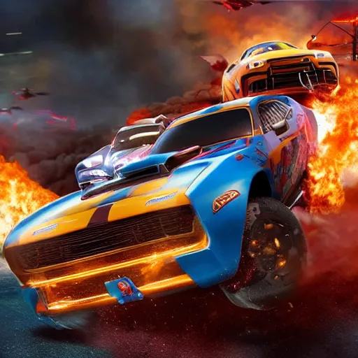 Image similar to a still of dwayne johnson in the movie hotwheels acceleracers