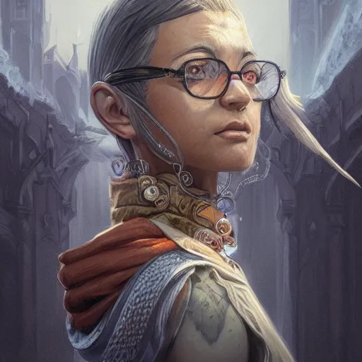 Image similar to a portrait of grogu as a wizard, upper half portrait, urban motifs, intricate, elegant, highly detailed, digital painting, trending on artstation, concept art, smooth sharp focus, illustration, art by artgerm and greg rutkowski