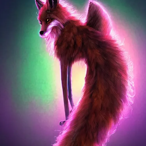realistic bipedal fox character, long fluffy fur, full | Stable ...