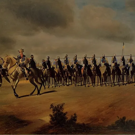 Image similar to cavalry of Robert E Lee, american civil war style painting (1862)