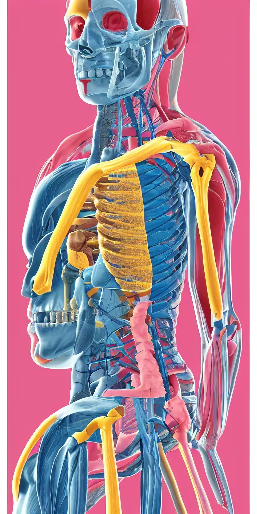 Image similar to anatomy poster, pastel colors, illustration