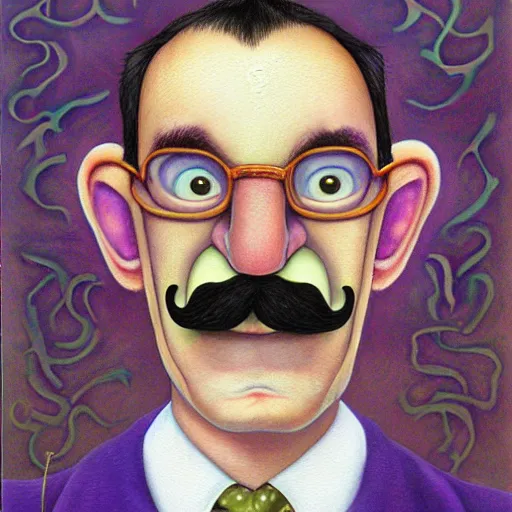 Image similar to Portrait of Waluigi, artwork by Daniel Merriam,