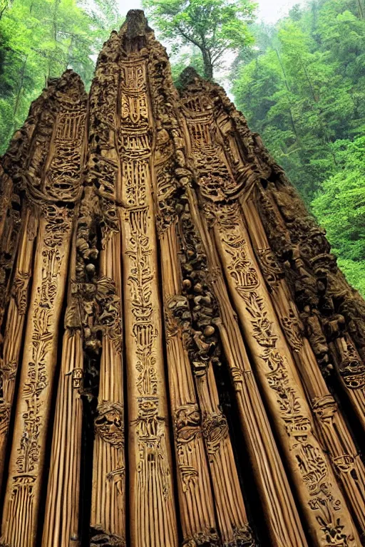 Prompt: pipe organ carved into zhangjiajie, award winning national geographic, iol painting