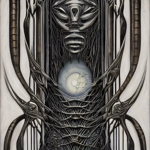 Prompt: a artwork called the room by h. r. giger and aaron horkey.