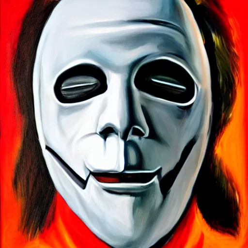 Image similar to A Painting of Michael Myers mask very detail 4K quality super realistic