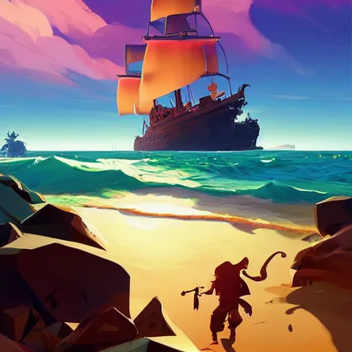 Image similar to painting treasure on sea of thieves game smooth median photoshop filter cutout vector, behance hd by jesper ejsing, by rhads, makoto shinkai and lois van baarle, ilya kuvshinov, rossdraws global illumination