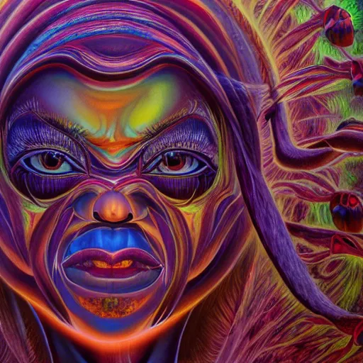 Prompt: - a therianthrope alex grey painting - cinematic lighting 8 k octane render