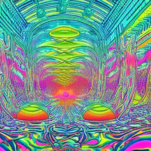 Prompt: psychedelic art of a future city