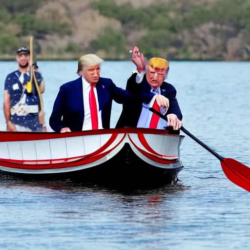 Image similar to joe biden and donald trump in a rowboat