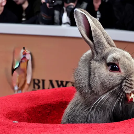 Prompt: pete davidson gleefully pulling a rabbit out of a hole