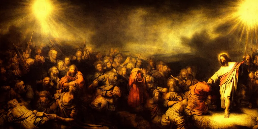 Prompt: the coming of christ. epic. rembrandt lighting photo