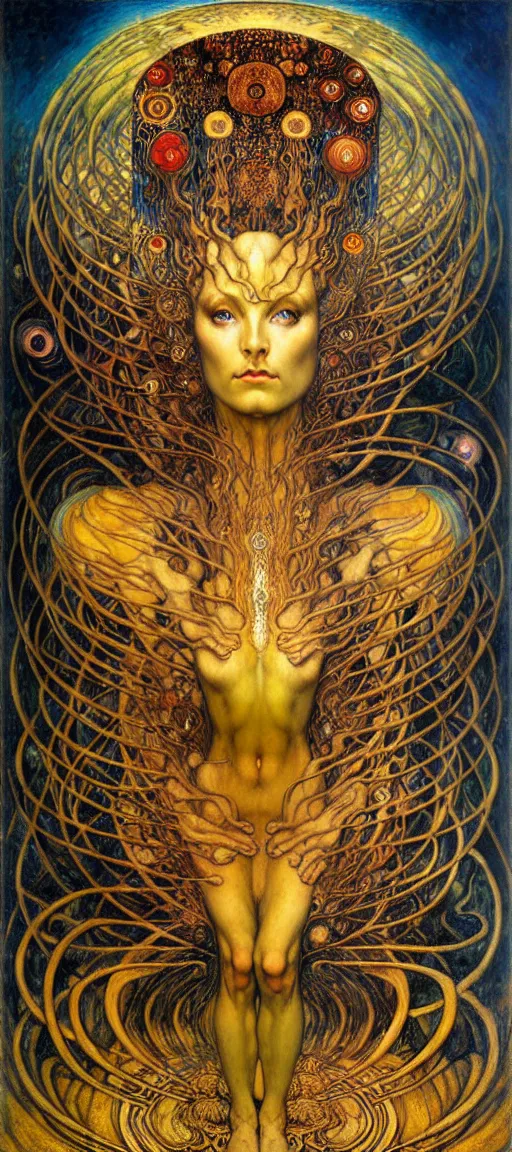 Image similar to Divine Chaos Engine by Karol Bak, Jean Delville, William Blake, Gustav Klimt, and Vincent Van Gogh, symbolist, visionary