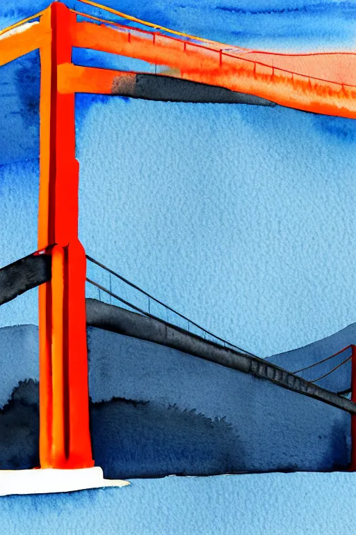 Image similar to minimalist watercolor art of golden gate bridge, illustration, vector art