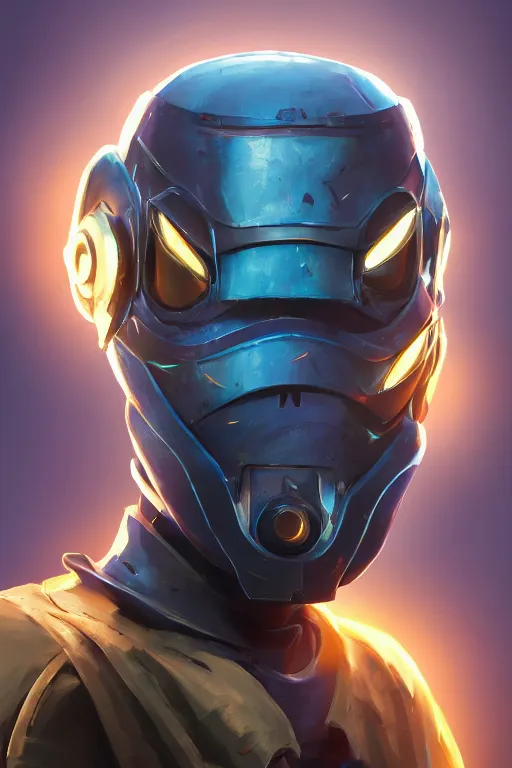 Image similar to epic mask helmet robot ninja portrait stylized as fornite style game design fanart by concept artist gervasio canda, behance hd by jesper ejsing, by rhads, makoto shinkai and lois van baarle, ilya kuvshinov, rossdraws global illumination radiating a glowing aura global illumination ray tracing hdr render in unreal engine 5