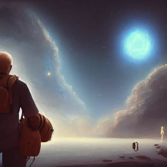 Prompt: a man searching the universe, highly detailed, digital painting, artstation, concept ar