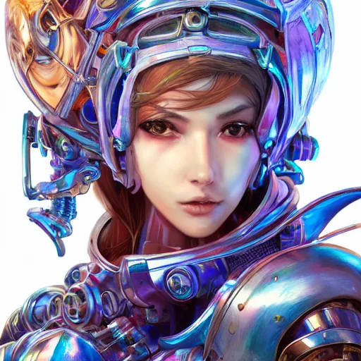 Image similar to studio portrait of lawful good colorful female holy mecha paladin absurdly beautiful, elegant, young sensual graceful woman, ultrafine hyperrealistic detailed face illustration by kim jung gi, irakli nadar, intricate linework, sharp focus, bright colors, matte, octopath traveler, final fantasy, unreal engine highly rendered, global illumination, radiant light, intricate environment