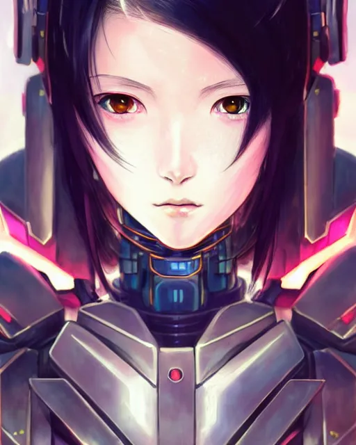 Image similar to portrait Anime Girl in mecha armor in night tokyo Sharp fine face pretty face, realistic shaded Perfect face, fine details. Anime. cyberpunk realistic shaded lighting by katsuhiro otomo ghost-in-the-shell, magali villeneuve, artgerm, rutkowski Jeremy Lipkin and Giuseppe Dangelico Pino and Michael Garmash and Rob Rey