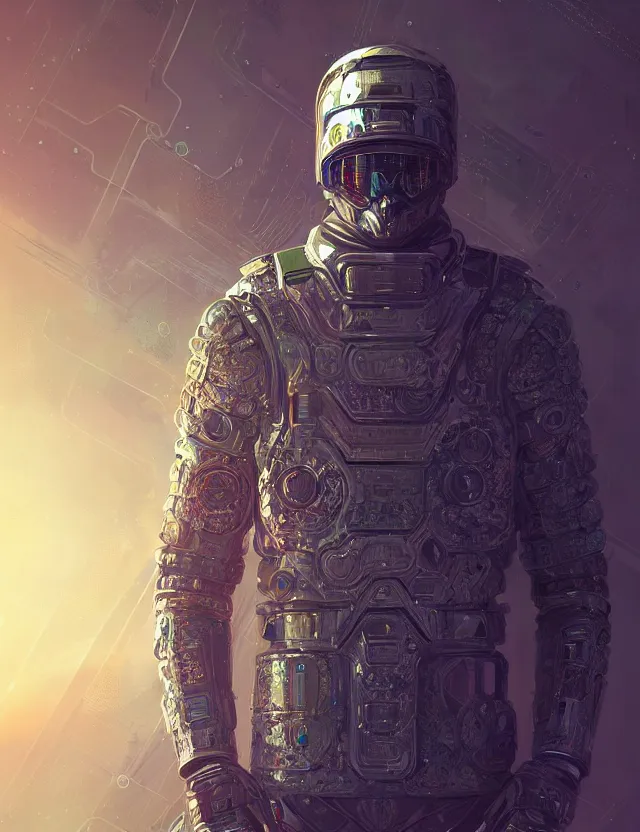 Prompt: futuristic soldier reflective chrome armor super intricate ornaments artwork by tooth wu and wlop and alena aenami and greg rutkows