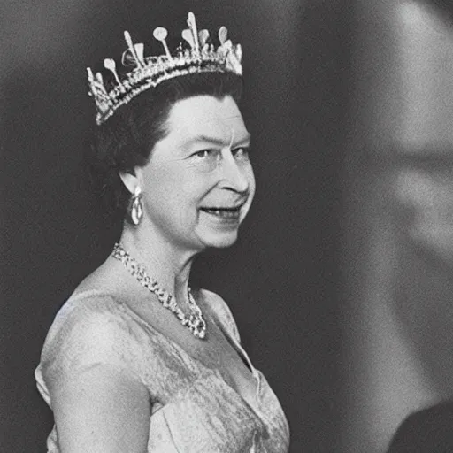 Image similar to picture of queen Elizabeth the lizard person