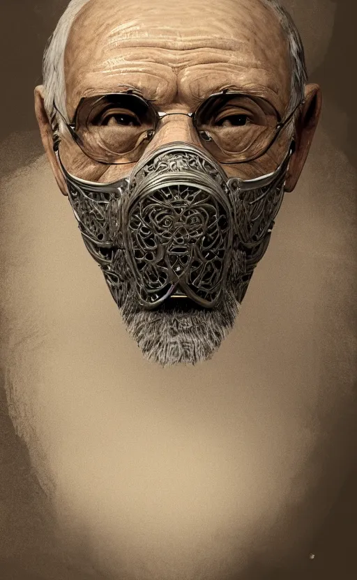 Image similar to old man doing hard work with their mask, do what we can, then leave it to god, non fiction, center of interest, left align, right align, stability, intricate, elegant, 8 k uhd, highly details object, justify content center, artstation, concept art, matte, sharp focus, illustration, art by paul lung