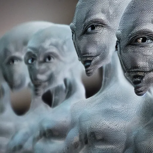 Image similar to actual photograph of grey aliens, award winning, high def