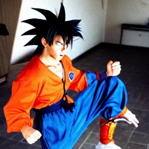 Image similar to a real life goku accidentally caught on camera in the 1 9 9 0 s