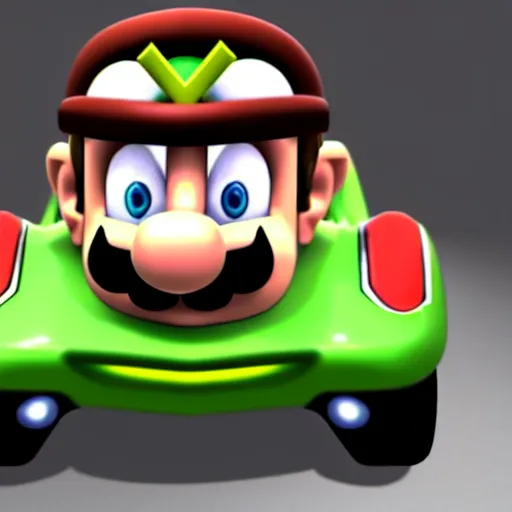 Image similar to photorealistic mr. bean in mario cart. n 6 4, nintendo, gamecube