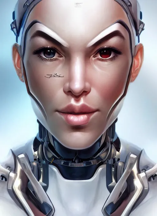 Prompt: portrait of a cyborg woman who turns her head to the (((((right))))) (((((left))))) up!!! (((((down)))))by Artgerm,eyes closed , biomechanical, hyper detailled, trending on artstation
