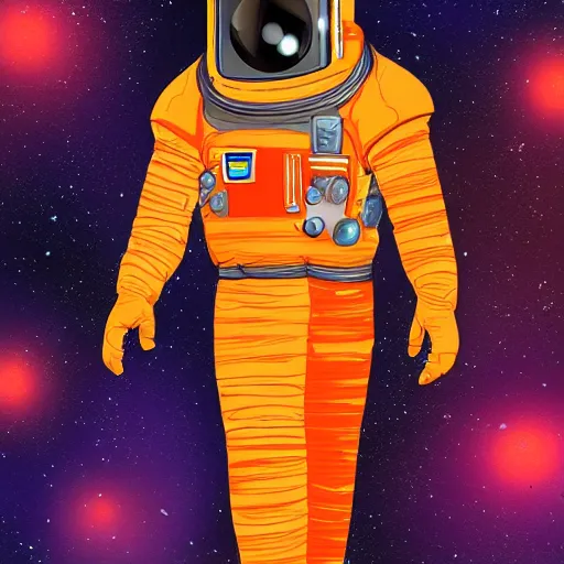 Image similar to An orange scifi spacesuit, digital art