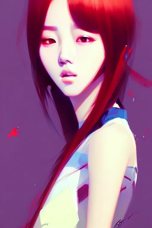 Image similar to a ultradetailed beautiful painting of a stylish k - pop girl, by greg rutkowski, conrad roset and ilya kuvshinov trending on artstation