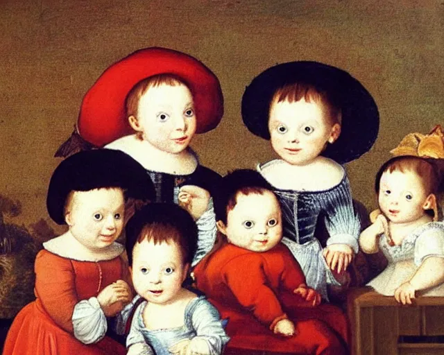 Prompt: a 1 6 0 0 s painting of rugrats