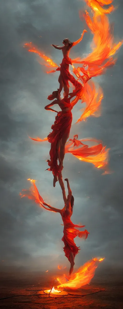 Image similar to fire dancer in the wind by artgem and greg rutkowski, light cone, reimagined by industrial light and magic