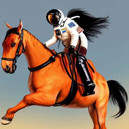 Image similar to An astronaut riding a horse in a photorealistic style