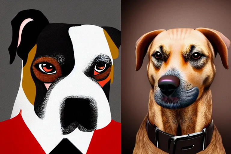 Image similar to dogs with human dictators faces by carlos botelho