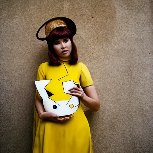 Image similar to elegant woman dressed up as pikachu art photo by Steve McCurry