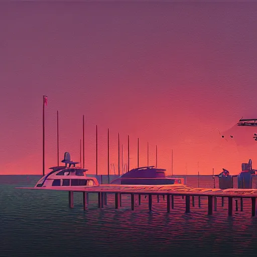 Image similar to yachting club by simon stalenhag