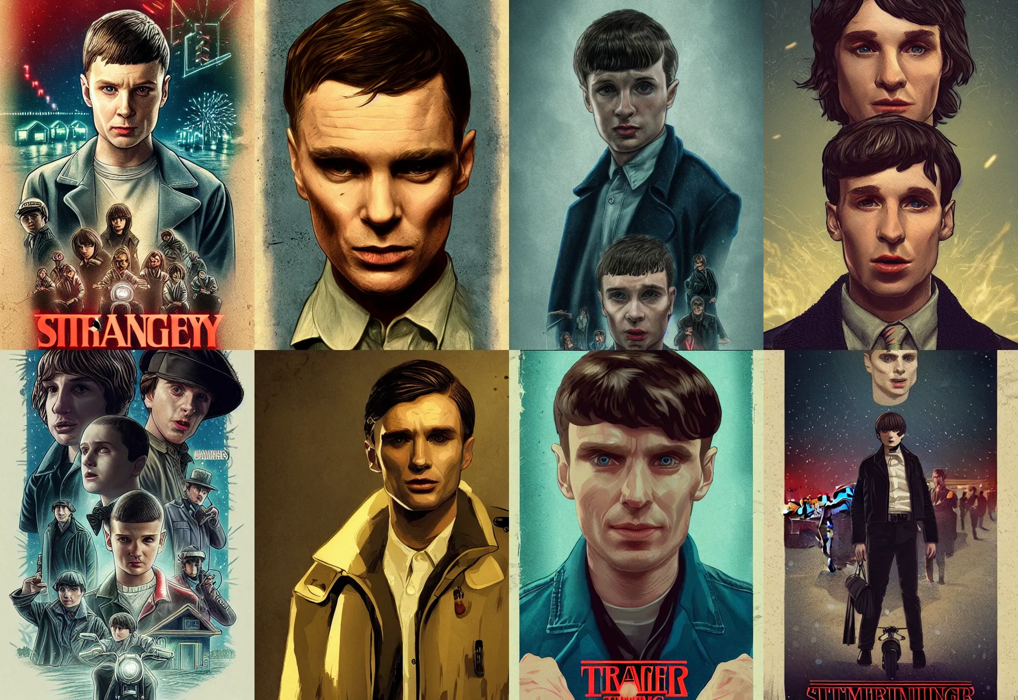 Prompt: killian murphy tomas shelby in stranger things, featured on artstation, detailed, high resolution