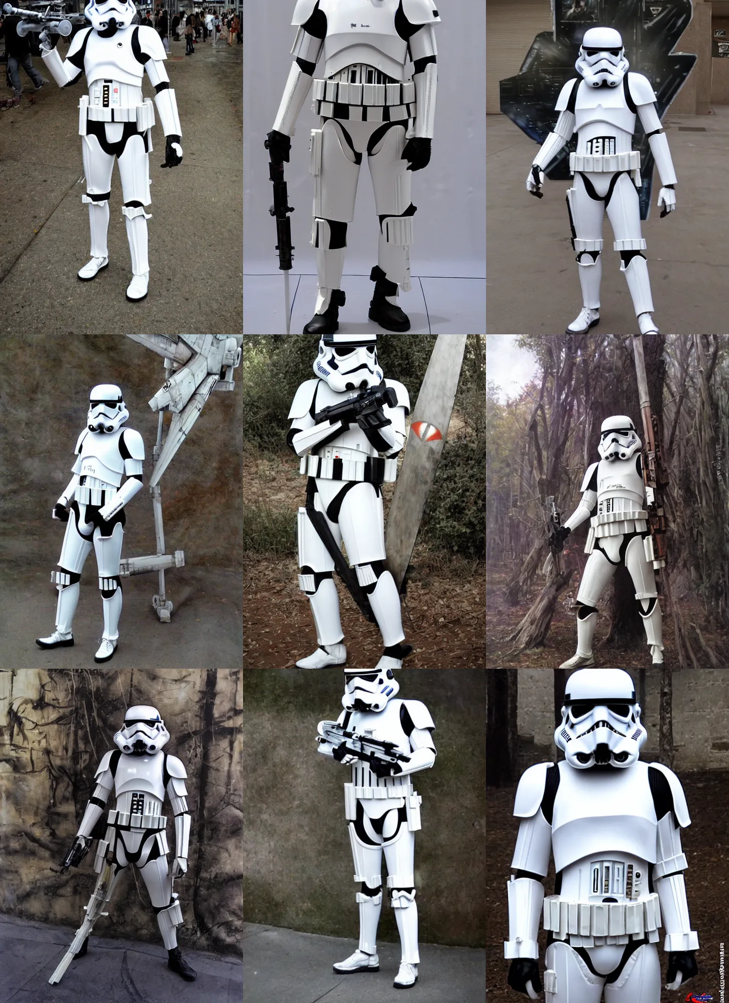 Prompt: stormtrooper cosplay in front of an x - wing by luis royo