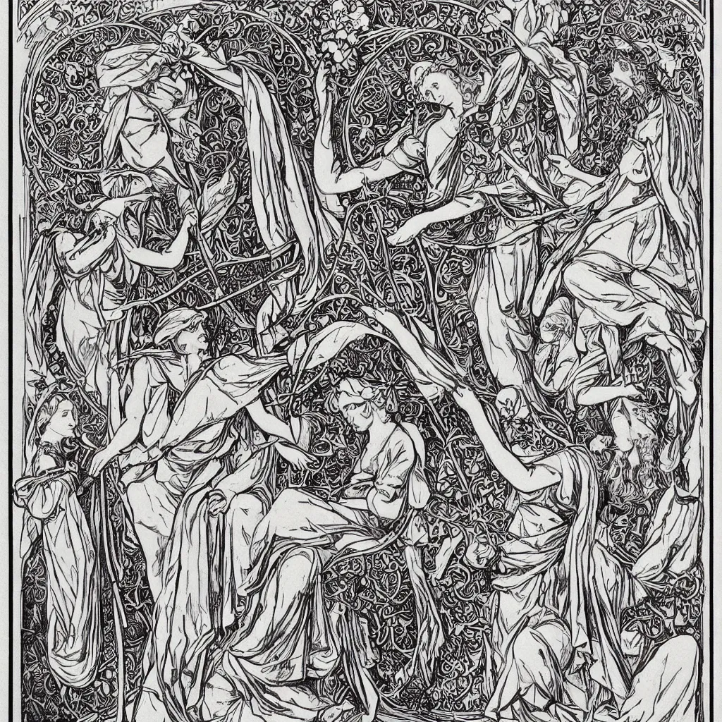 Image similar to phalic engraving , art nouveau, monochromatic