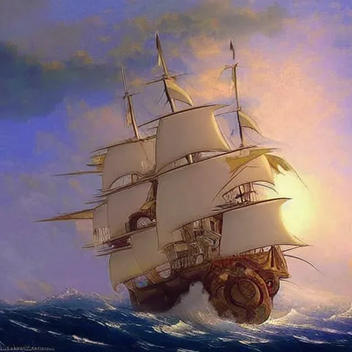 Image similar to Anime one piece ship made by Aivazovsky Ivan