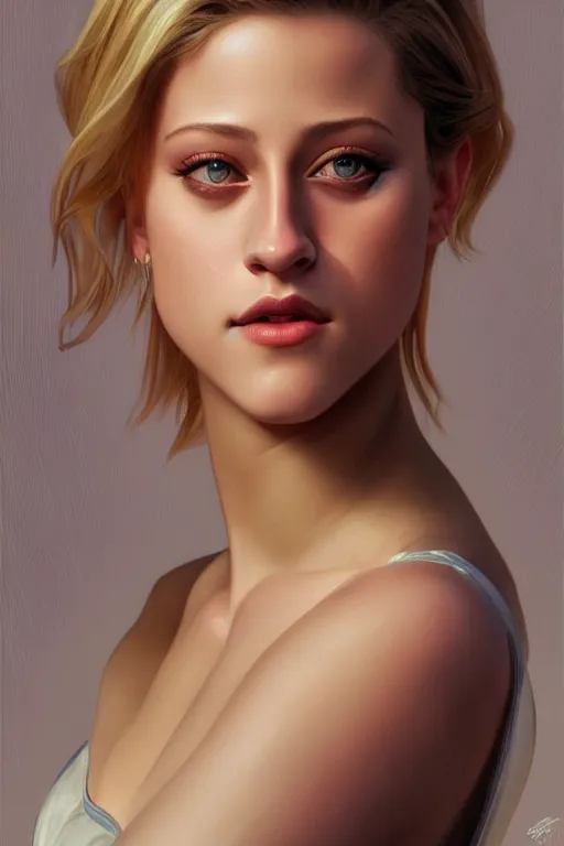 Prompt: lili reinhart, realistic portrait, symmetrical, highly detailed, digital painting, artstation, concept art, smooth, sharp focus, illustration, cinematic lighting, art by artgerm and greg rutkowski and alphonse mucha