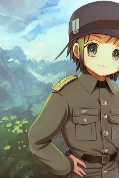 Image similar to beautiful little boy in nazi male uniform. made in abyss art style, sharps focus, pose, cute detailed artwork, anatomically correct, ilya kuvshinov, reflection, perfect composition, mobile wallpaper, digital art, detailed anime soft face, symmetrical face, western anime, illustration, realistic, smooth, nazi chic, lois van baarle, soft details