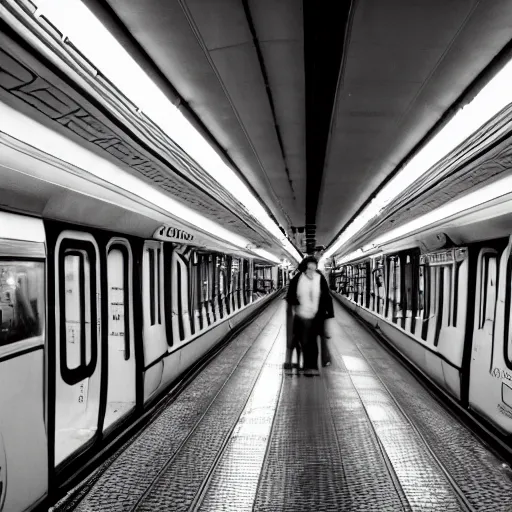 Image similar to paris metro 1980s, XF IQ4, 150MP, 50mm, F1.4, ISO 200, 1/160s, natural light
